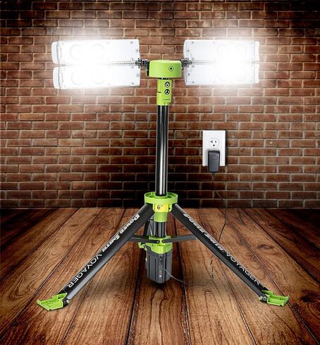 PowerSmith Voyager PVLR8000A-C 8000 Lumen Collapsible Cordless Tripod LED Work Light. BARE Light Only. 3-Way Power. AC or DC Adaptor or Battery Needed to Use Light in Saudi Arabia
