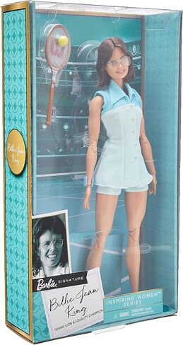 Barbie Role Models Naomi Osaka Barbie Doll (11.5-in, Curly Brunette Hair) Posable, Wearing Tennis Dress, Shoes & Visor, with Racket, For Kids & Collectors in Saudi Arabia