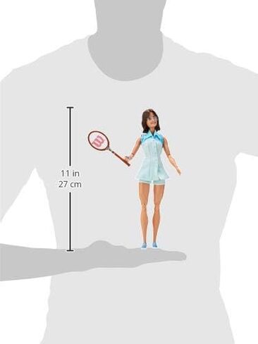 Barbie Role Models Naomi Osaka Barbie Doll (11.5-in, Curly Brunette Hair) Posable, Wearing Tennis Dress, Shoes & Visor, with Racket, For Kids & Collectors in Saudi Arabia