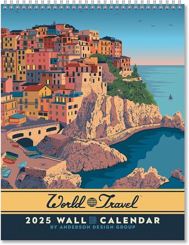 Americanflat 2025 Wall Calendar - World Travel Poster Design - 10x13 Large Wall Calendar - 12 Month Wall Calendar - Hanging Calendar for Home or Office - 2025 Calendar for Planning and Organization in Saudi Arabia
