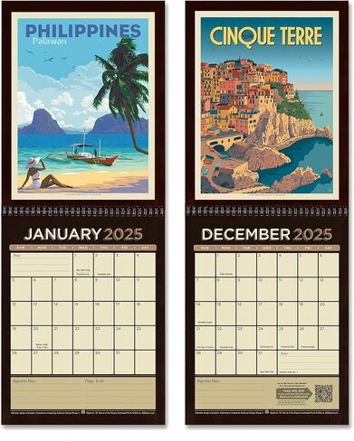 Americanflat 2025 Wall Calendar - World Travel Poster Design - 10x13 Large Wall Calendar - 12 Month Wall Calendar - Hanging Calendar for Home or Office - 2025 Calendar for Planning and Organization in Saudi Arabia