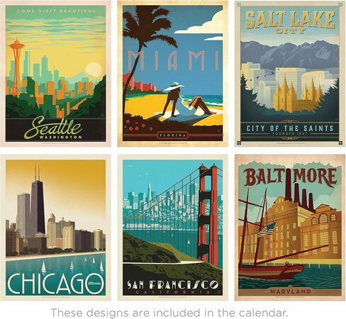 Americanflat 2025 Wall Calendar - World Travel Poster Design - 10x13 Large Wall Calendar - 12 Month Wall Calendar - Hanging Calendar for Home or Office - 2025 Calendar for Planning and Organization in Saudi Arabia
