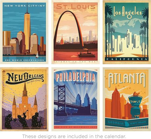 Americanflat 2025 Wall Calendar - World Travel Poster Design - 10x13 Large Wall Calendar - 12 Month Wall Calendar - Hanging Calendar for Home or Office - 2025 Calendar for Planning and Organization in Saudi Arabia