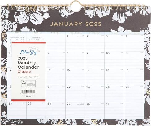 Blue Sky 2025 Monthly Wall Calendar, January 2025 - December 2025, Durable Twin Wire Binding, 11" x 8.75", Perfect For Home, Office And Classroom, Baccara Dark (Baccara Dark- 2025, 11" x 8.75") in Saudi Arabia