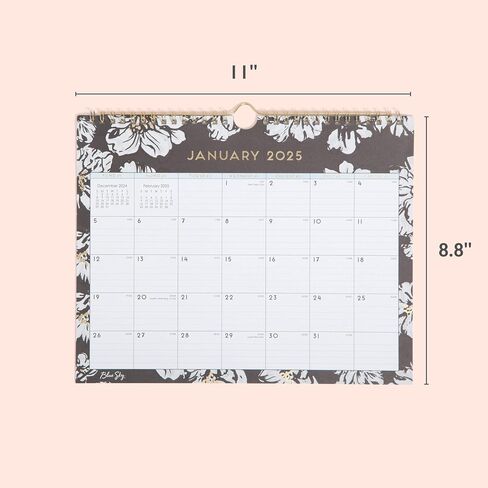 Blue Sky 2025 Monthly Wall Calendar, January 2025 - December 2025, Durable Twin Wire Binding, 11" x 8.75", Perfect For Home, Office And Classroom, Baccara Dark (Baccara Dark- 2025, 11" x 8.75") in Saudi Arabia