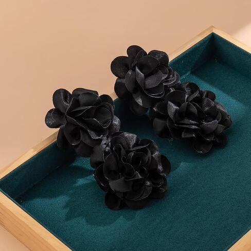 Big Flower Drop Earrings for Women Long Fabric Floral Dangle Earrings Bohemian Exaggerated Statement Satin Flower Earrings Hypoallergenic Summer 3D Fashion Jewelry Gifts in Saudi Arabia