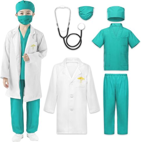 Doctor Costume for Kids Scrubs Set,Children Scrubs for Kids with Pretend Play Set Children Cosplay 3-11 Years in Saudi Arabia