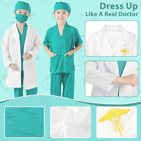 Doctor Costume for Kids Scrubs Set,Children Scrubs for Kids with Pretend Play Set Children Cosplay 3-11 Years in Saudi Arabia