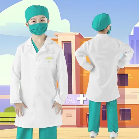 Doctor Costume for Kids Scrubs Set,Children Scrubs for Kids with Pretend Play Set Children Cosplay 3-11 Years in Saudi Arabia