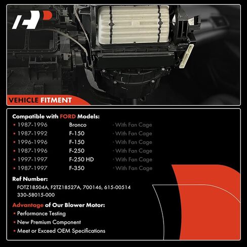 A-Premium HVAC Heater Blower Motor Assembly Compatible with Ford Vehicles - Bronco, F-150, F-250, F-350, F-450 Super Duty, F Super Duty - Front Side, Replace# FOTZ18504A, F2TZ18527A in Saudi Arabia