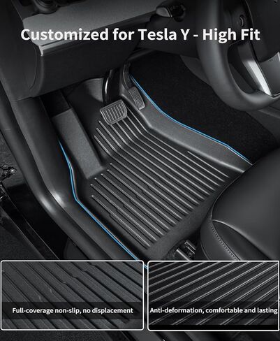 Full Set Floor Mats with Mud Flaps for Tesla Model Y 2020-2024 Custom Fit All Weather TPE Automotive Cargo Liner and Cargo Trunk Mat Accessories (Only Fit 5-Seat) in Saudi Arabia