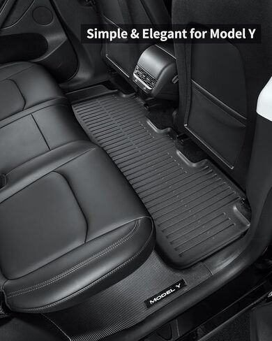 Full Set Floor Mats with Mud Flaps for Tesla Model Y 2020-2024 Custom Fit All Weather TPE Automotive Cargo Liner and Cargo Trunk Mat Accessories (Only Fit 5-Seat) in Saudi Arabia