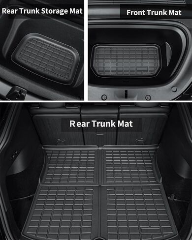 Full Set Floor Mats with Mud Flaps for Tesla Model Y 2020-2024 Custom Fit All Weather TPE Automotive Cargo Liner and Cargo Trunk Mat Accessories (Only Fit 5-Seat) in Saudi Arabia