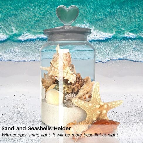 45 oz Clear Glass Heart Shaped Jar, Cute Candy Jar with Heart shaped Airtight Lid, Decorative Glass Canisters with Airtight Lid for Candy Cookie, String Light & Remote, Drops, 1 Pack in Saudi Arabia