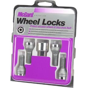 McGard 27204 Chrome Bolt Style Cone Seat Wheel Locks (M12 x 1.5 Thread Size), 4 Locks / 1 Key
