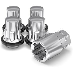 White Knight 40700SRAM Chrome M12x1.50 Thread Size Radius Seat w/Washer Socket Type Wheel Locks, 4 Pack