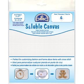 DMC White Water Soluble Cross Stitch Canvas 1 Pack 8 inch x 8 1/2 inch 14 Count (2-Pack)