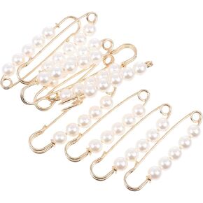 ARTIBETTER 10 Pcs Heavy Duty Safety Pins with Pearl Embellishment Brooch Pin Decorative Sweater Clips for Cardigans, Pants, Clothes