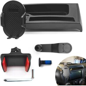 1 PC Car Mobile Phone Holder, Perfect Match Plug-in Dashboard Storage Box Phone Kit, Multi-Function Organizer Non-Slip Portable Navigation Bracket, Compatible with Jeep Wrangler JK (Black)