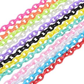 LiQunSweet 100 Pcs Acrylic Plastic Oval Brown Linking Chain Rings Quick Link Connectors for DIY Purse Eyeglass Jean Pocket Chain - 17x23mm