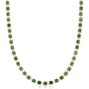 Ross-Simons 30.00 ct. t.w. Emerald Square-Link Necklace in 18kt Gold Over Sterling. 18 inches