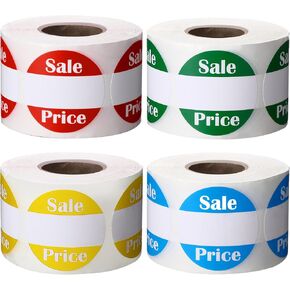 2000 Pcs Garage Sale Price Labels Yard Sale Stickers 1.5 Inches Round Red Adhesive Discount Stickers Price Retail Stickers for Retail Store, 4 Roll