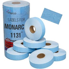 Perco Blue Pricing Labels for Monarch 1131 Price Gun - 1 Sleeve, 8 Rolls, 20,000 Price Marking Labels - with Ink Roll Included