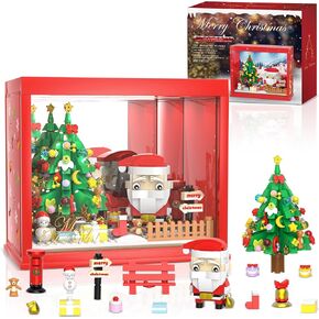 Santa Claus Christmas Tree Building Blocks Kit - 512 Pieces Magic Christmas Night Abyss Mirror, Surprise Xmas Gifts with LED Light Building Toys, Christmas Stocking Stuffers for Boys/Girls