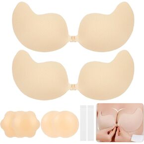 Sticky Bra Backless Adhesive Bra Strapless Bra Invisible Bras Push Up Bras for Women for Dress 2 Pair Reusable Nipple Covers