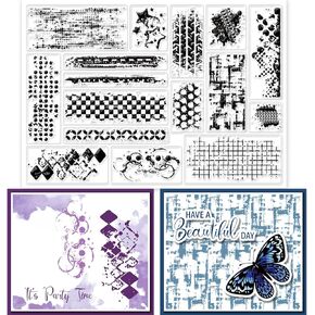 GLOBLELAND Graffiti Background Silicone Clear Stamps Ink Mark Stain Background Clear Stamps Mosaic Pattern for Card Making Scrapbooking Photo Album Decor