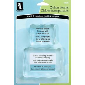 Inkadinkado Acrylic Mounting Blocks for Clear Stamps, 2pc, 3.7'' W x 2.7'' L and 2.4'' W x 2'' L