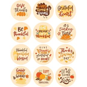 Lucleag Thanksgiving Stickers for Kids, Happy Thanksgiving Sticker Fall Autumn Stickers for Candy Envelope Seals Gift Card Stickers Holiday Party Favors Thanksgiving Decor 360PCS