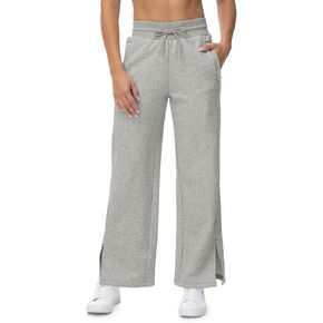 TBMPOY Women's Sweatpants Wide Leg High Waisted Workout Athletic Pants Lounge Baggy Drawstring Sweat Pants Zipper Pockets
