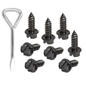License Plate Screws for Car, Rustproof Stainless Steel Screws, License Plate Bolts for Domestic Vehicles, Stainless Fasteners for License Plates with Srewdriver (Black, Black-8)