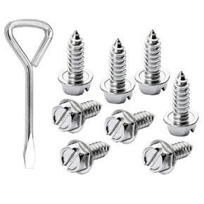 License Plate Screws for Car, Rustproof Stainless Steel Screws, License Plate Bolts for Domestic Vehicles, Stainless Fasteners for License Plates with Srewdriver (Black, Black-8)