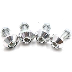 uxcell 4 Pcs Silver Tone Aluminum Alloy Universal Car Motorcycle Decorative License Plate Screw