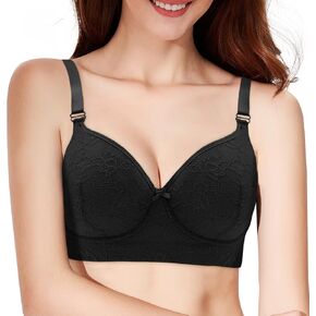 Plus Size Push Up Bras for Women, Back Fat Smoothing Bra Lace Underwire Full Coverage Padded Bras with Support