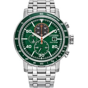 Citizen Men's Eco-Drive Brycen Chronograph Stainless Steel Watch, Green Dial (Model: CA0851-56X)