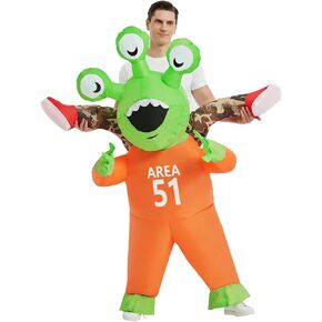 COMIN Halloween Inflatable Alien Costume Adults Cosplay Costumes Funny Ride on Blow Up Costumes Alien Suit for Men Women