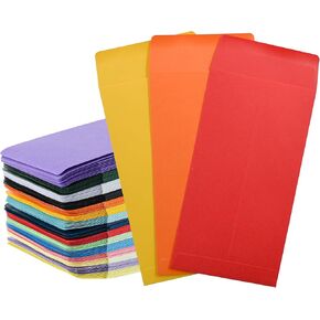VANRA 150#7 Coin Envelopes 3.5x6.5 Colorful Money Envelopes for Cash Budgeting Small Parts Envelopes for Money Saving Challenges with Gummed Flap (15 Colors)