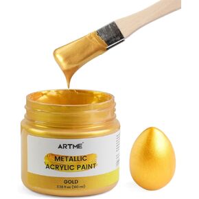 Artme Acrylic Paint Metallic Gold, 100ml Gold Leaf Paint for Art Painting, Hand-crafts, Non-Toxic, Non-Fading Gold Paint Ideal for Canvas, Wood, Fabric, Ceramic, Stone Craft Supplies