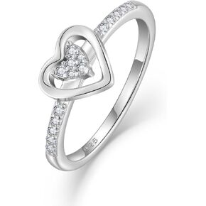Heart Promise Ring for Women 925 Sterling Silver Cubic Zirconia Eternity Engagement Rings Anniversary Jewelry Size 6-9