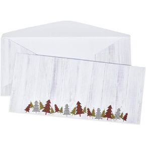 120 Count Rustic Christmas Envelopes #10 Holiday Winter Wood Xmas Trees Envelope Invitations Letter Standard Glue Seal Closure for Wedding Stationary Office Business Letters Notes Mailing Supplies