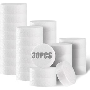 30 Pcs Styrofoam Discs 3 Inch,Foam Circles for Crafts (1" Thick), Round Foam Circles White for DIY Projects, Cakes and Decorations, Christmas DIY Ornaments, Arts and Crafts Supplies. (30)