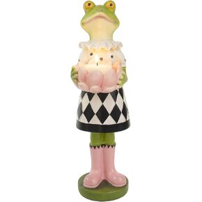 Frog Statue Decorations for Home, Resin Frog Figurine 11.6 Inchs Tall Lotus Tea Light Candle Holder Decorativ, Tealight Holder Indoor Table Centerpiece Mantel Decor in Kuwait