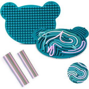 Sensory Activity Board, Double-Sided Silicone Fidget Toy Busy Board for Stress Relief, Anxiety, ADHD and Calm Down, Silicone Sensory Toy with 20 Strings for 2+Kids Travel, Screen-Free Peace