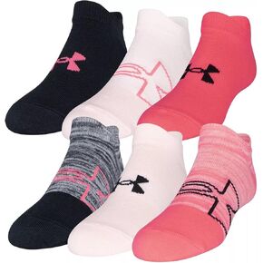Under Armour Women's Essential 2.0 No Show Socks 6 Pack (Black(U0224-655)/Ass, Medium)