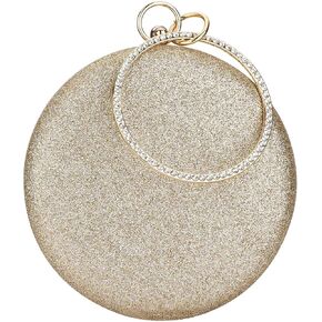Women's Round Ball Clutch Rhinestone Ring Handle Designer Wristlets Handbag Purse Wedding Party Prom Evening Bag (Black)