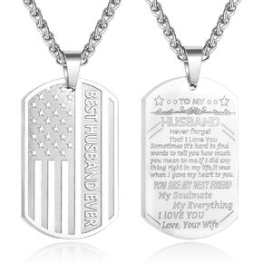 Necklace for Men Gifts for Dad Son Brother Husband Grandpa Grandson, Necklace American Flag Pendant Necklaces,Mens Accessories Gift,24 Inches Chain
