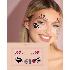 Cheerleader Pink Face Jewels by Mercy London Cheer Costume Accessories Face Gems Jewels All in One Headpiece Stick On